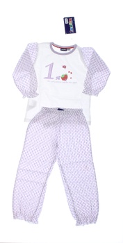 Dívčí pyžamo Lupilu bílé s fialovými prvky