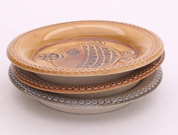 Zdobené keramické talíře sada 3 ks