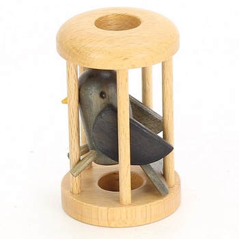 Hlavolam ptáček v kleci dřevěný