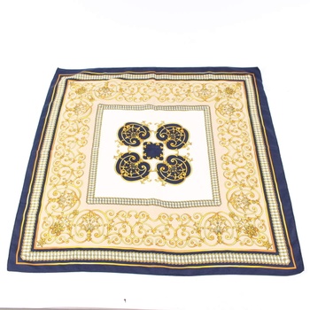 Dámský lehký šátek modro-žlutý vzorovaný