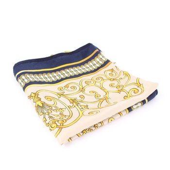 Dámský lehký šátek modro-žlutý vzorovaný