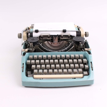 Modrý psací stroj 35 x 35 x 14 cm