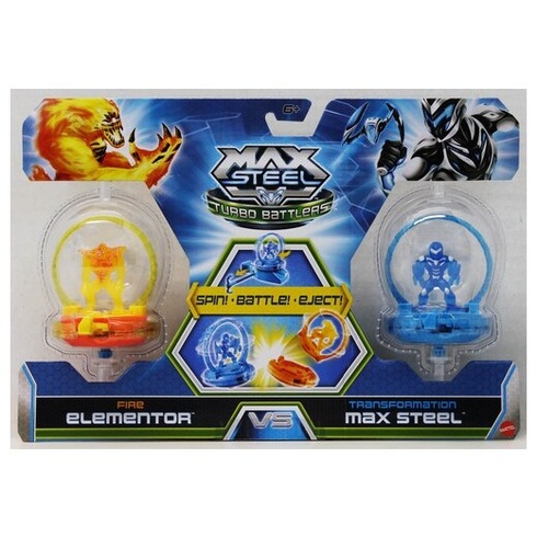Mattel Max Steel Actionfiguren 2er-Pack – Ca. 5 Cm, Mit Leuchteffekten & Drehbarer Basis