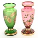 Skleněné vázy - zelená a růžová  